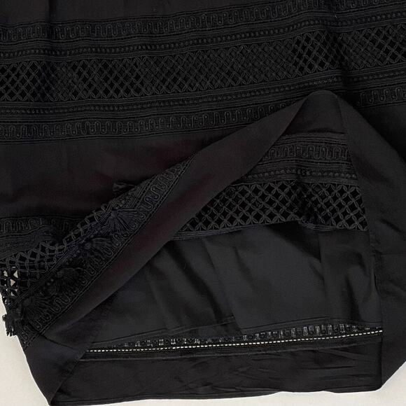 LOFT Sleeveless Black Halter Dress, Embroidered, Fringe, Crochet, Boho, Size M - Picture 8 of 15